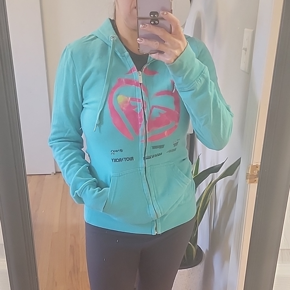 Vibrant Blue Hoodie with Pink Graphic